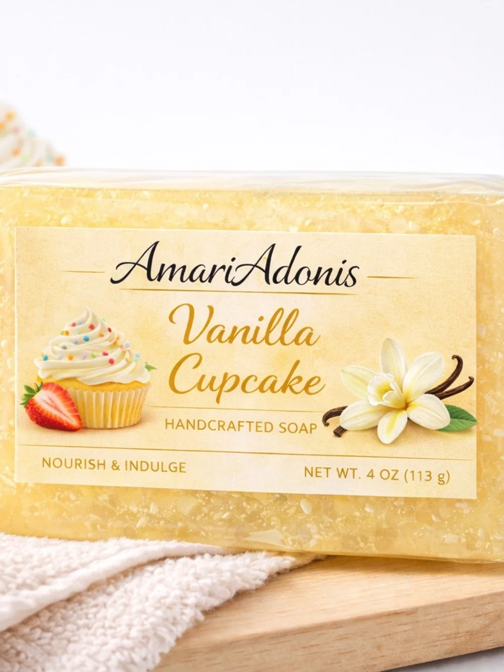AmariAdonis Vanilla Cupcake Handcrafted Soap - Yellow 4oz